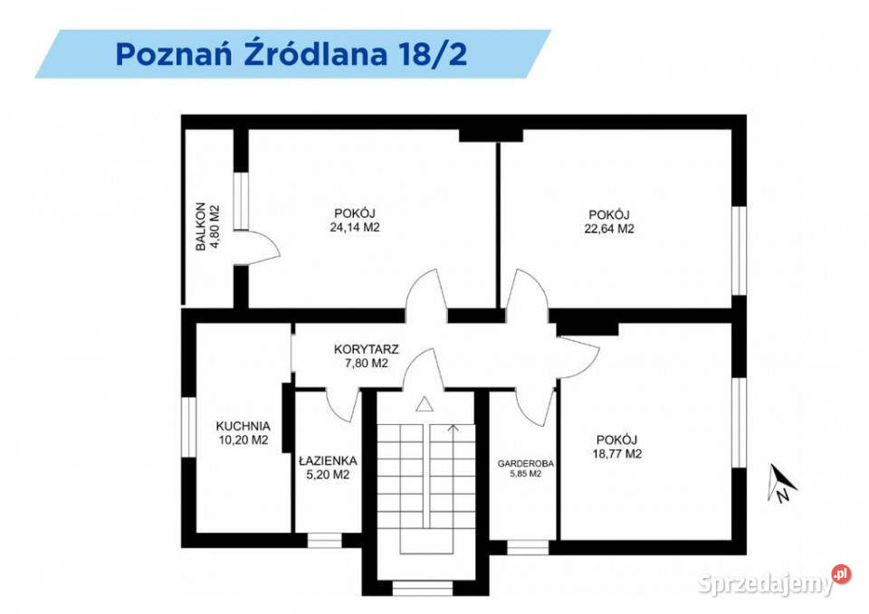 Poznań Jeżyce Źródlana mieszkanie z dużym Piętro 1