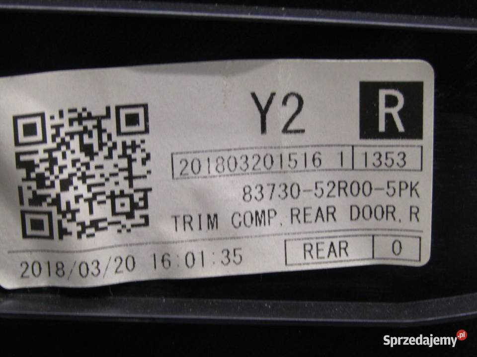 BOCZEK TAPICERKA DRZWI PRAWY TYŁ SUZUKI SWIFT VI lubelskie sprzedam