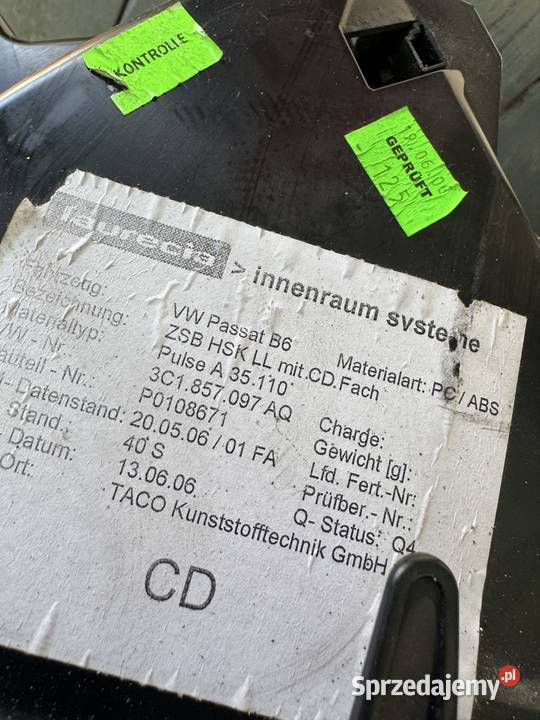 Schowek Pasażera Zmieniarka CD Volkswagen Passat Rypin