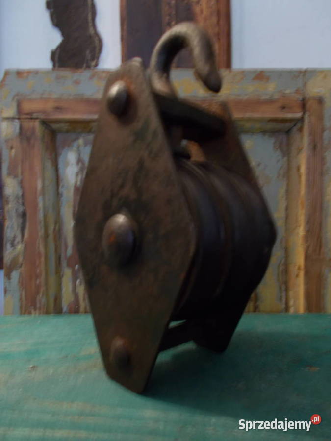 Silny Stary Stalowy Blok LinowyRęcznie Kute Szczecin