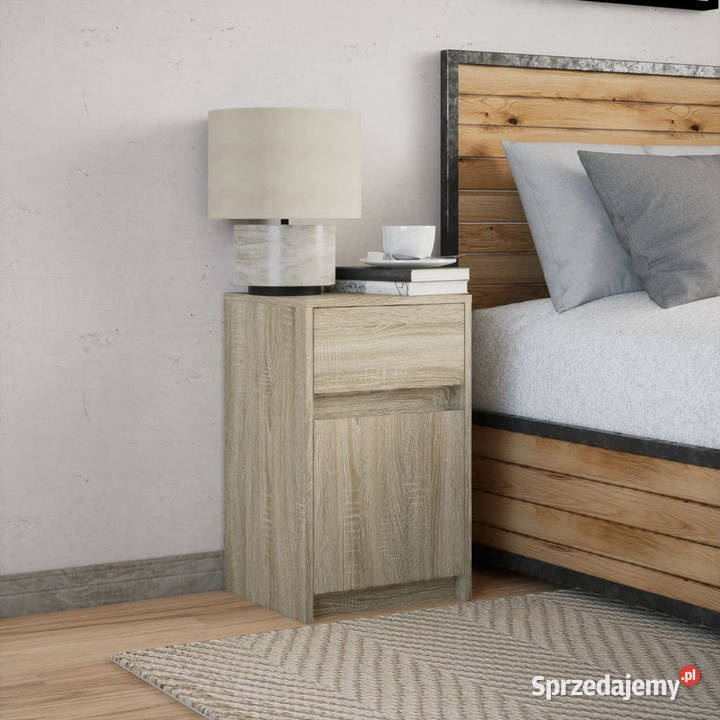 Szafka nocna z LED kolor dąb sonoma materiał Warszawa sprzedam
