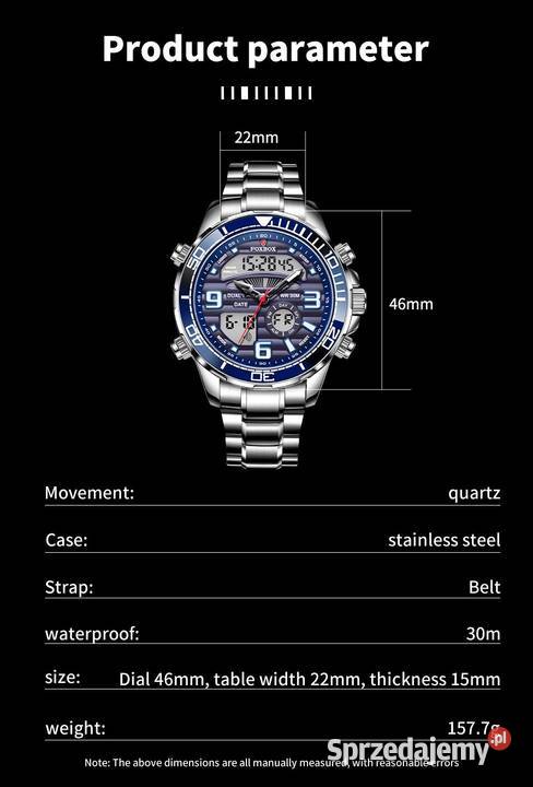 Zegarek męski sportowy cyfrowy alarm datownik Zegarki sprzedam