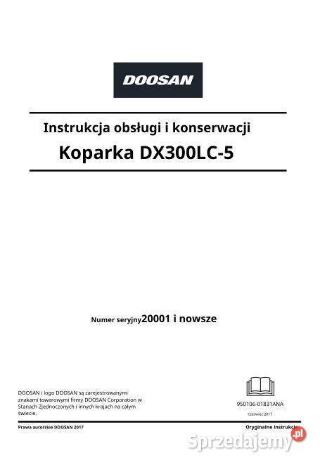 Doosan DX300LC5 instrukcja obsługi DTR Kielce