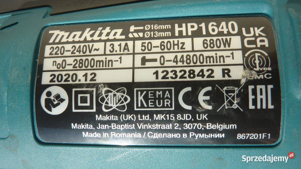 Wiertarka udarowa Makita HP1640 Łódź