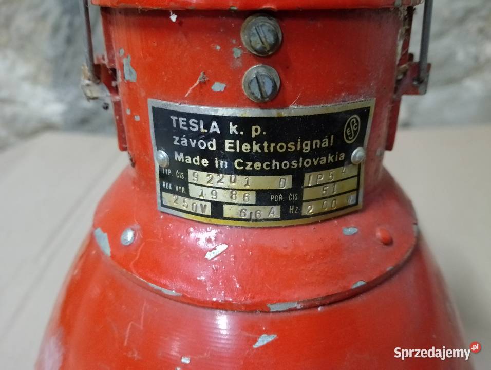 Lampa OBs2 emaliowana oryginalna PRL Tesla Mirzec
