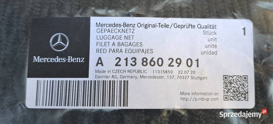 Siatka Bagażnika Mercedes Klasa E W213 C W205 osobowe Mielęcin sprzedam