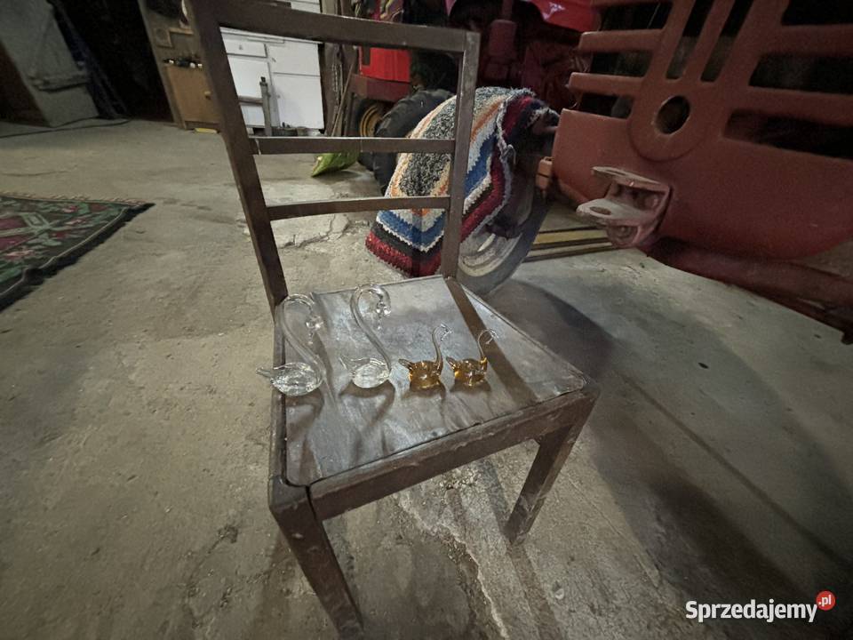 łabądki łabędzie ze szkła szklane barwione stare Kosianka-Trojanówka