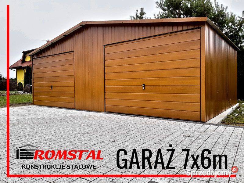 Ładny Garaż Blaszany Drewnopodobny Konstrukcja Garaże i miejsca postojowe Grodzisk Mazowiecki