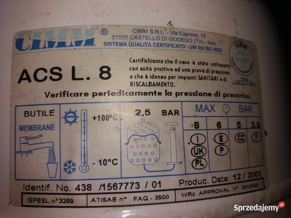 naczynie przeponowe cwu CIMM ACS 8l Rydułtowy