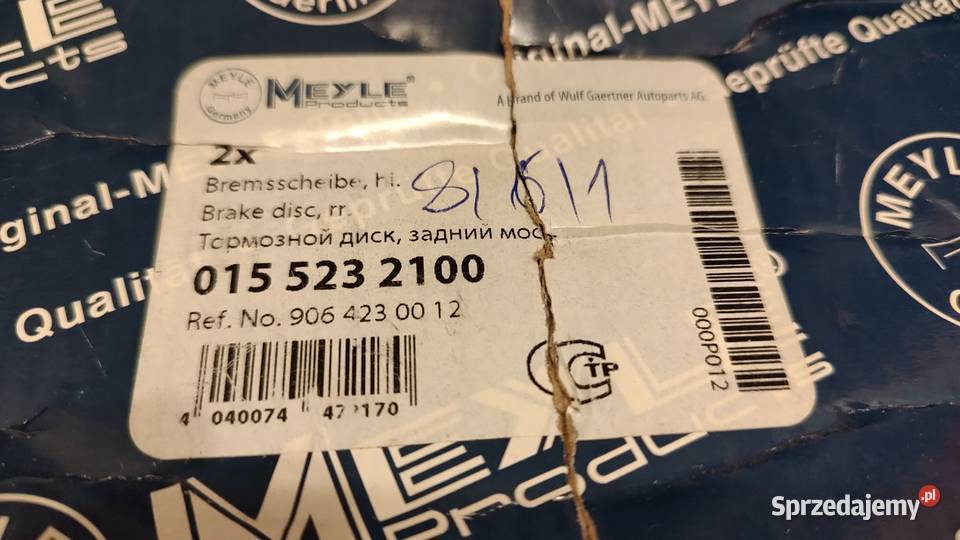 NOWE Tarcze hamulcowe Meyle 015 523 2100 dostawcze Olsztyn