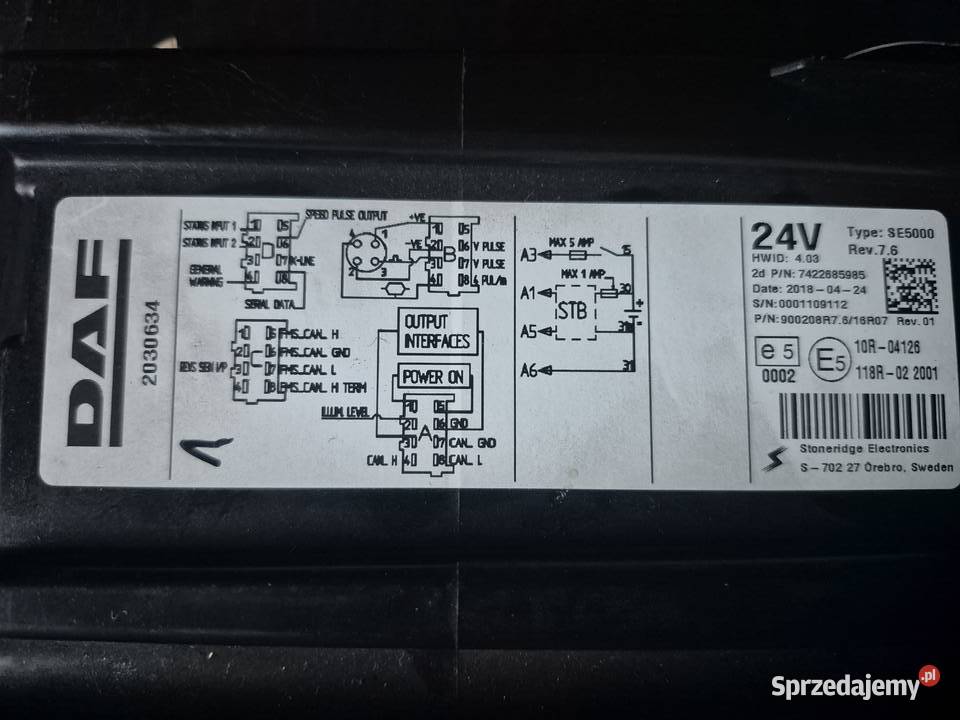 Tachograf stonerige se5000 76 DAF MAN Obłotne