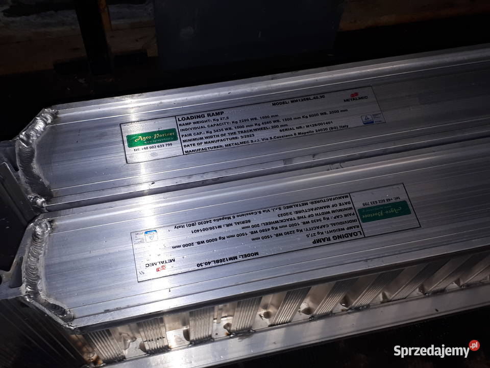 Najazdy aluminiowe 3 m 6 ton TUV METALMEC Włochy