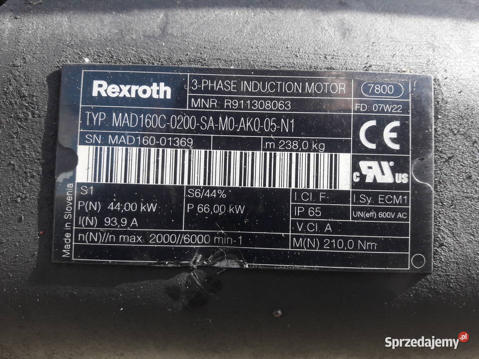 SILNIK INDUKCYJNY REXROTH 3PH 44 66kW sprzedam