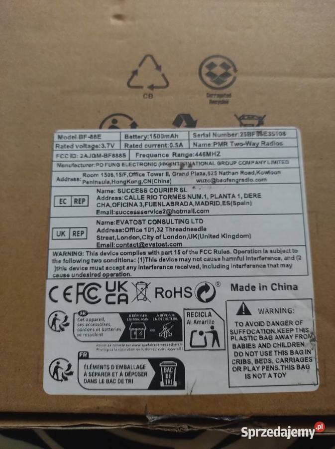 Zestaw 2x Krótkofalówka Baofeng BF88E Akcesoria