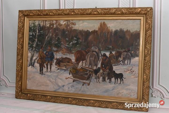 I ZYGMUNTOWICZ Wyprawa Na Polowanie Zima Stary Kraków sprzedam