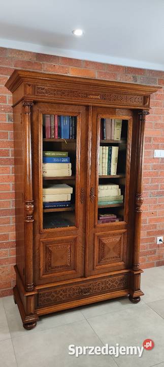 Ekskluzywna biblioteka eklektyczna dębowa antyk