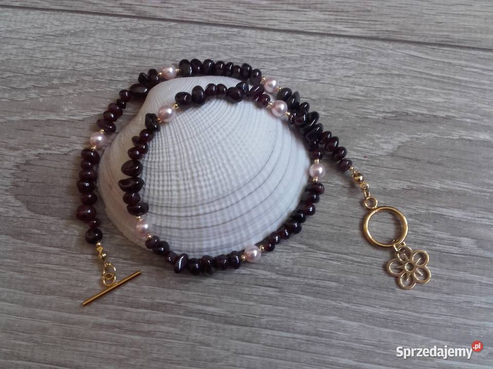 Naszyjnik granat perły swarovski Warszawa