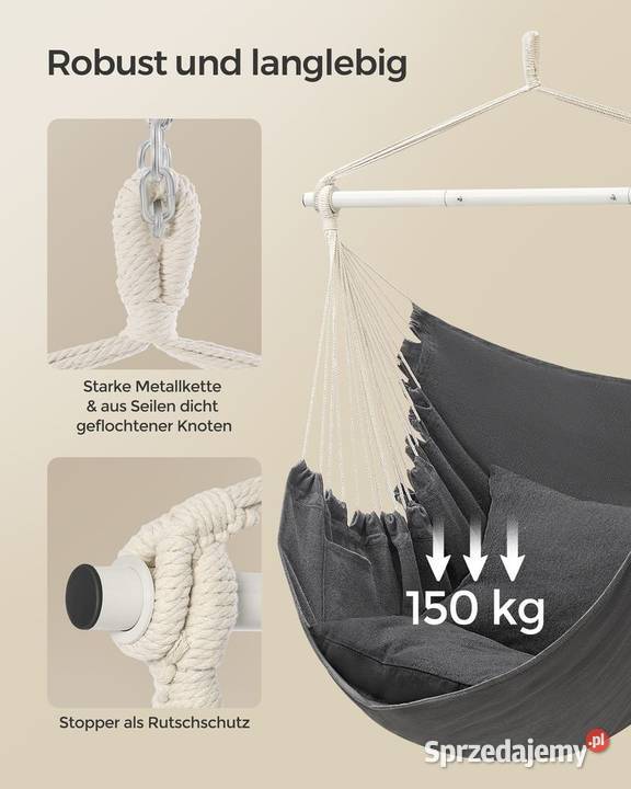 SONGMICS Wiszące krzesło huśtawka hamak z Golina