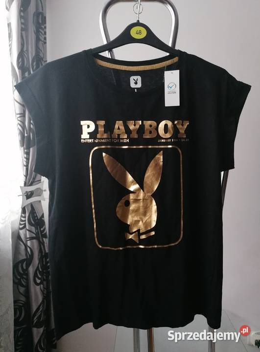 NOWY CZARNY TSHIRT DAMSKI PLAYBOY RL Łódź