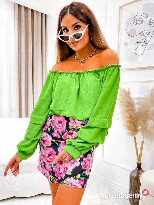 Bluzka Hiszpanka zielona UNI biust 126 Bluzki i koszule Pątnów