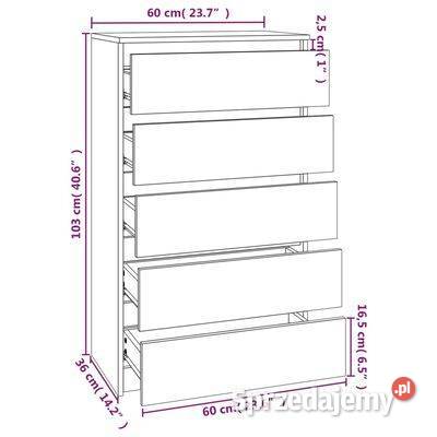 vidaXL Komoda szarość betonu 60x36x103 materiał Warszawa