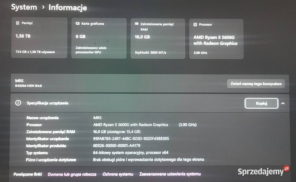 Komputer do gier Monitor 240hz mazowieckie Płońsk sprzedam