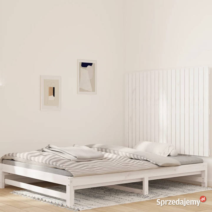 Wezgłowie łóżka białe 1275x3x90 lite drewno