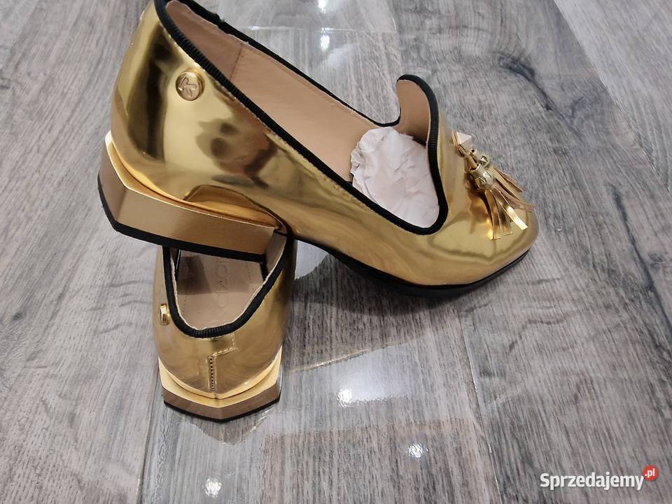 Buty Baleriny Mokasyny złote skóra Kazar 36 Balerinki Żywiec
