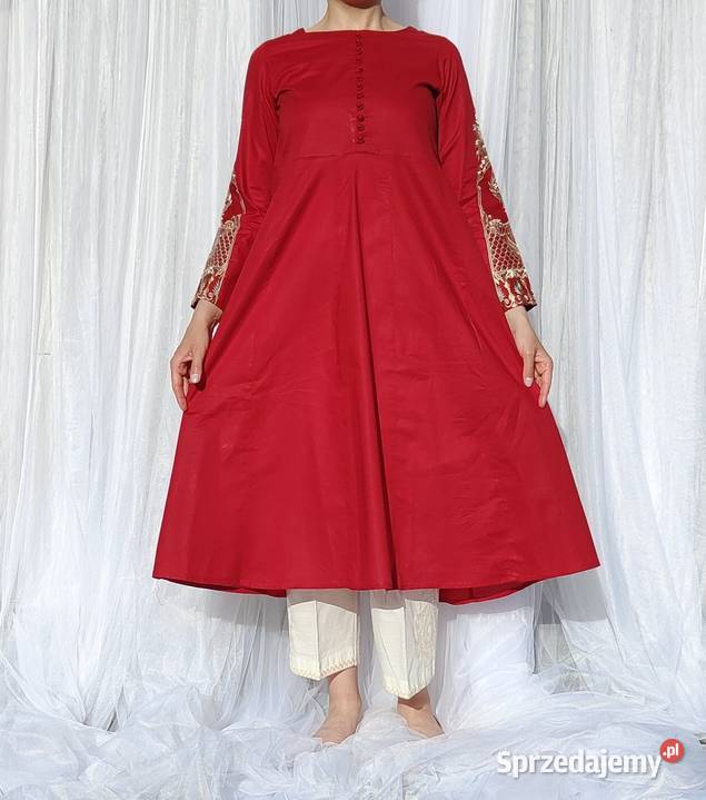 Orientalna tunika sukienka czerwona S 36 bawełna czerwony zachodniopomorskie Szczecin