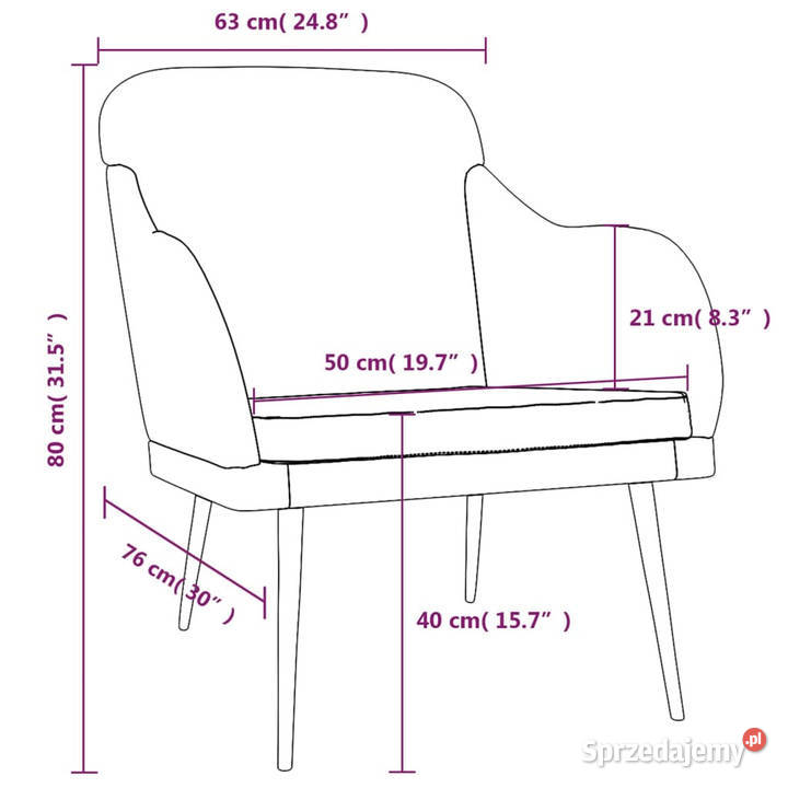 Fotel różowy 63x76x80 obity aksamitem WM351457 mazowieckie Warszawa