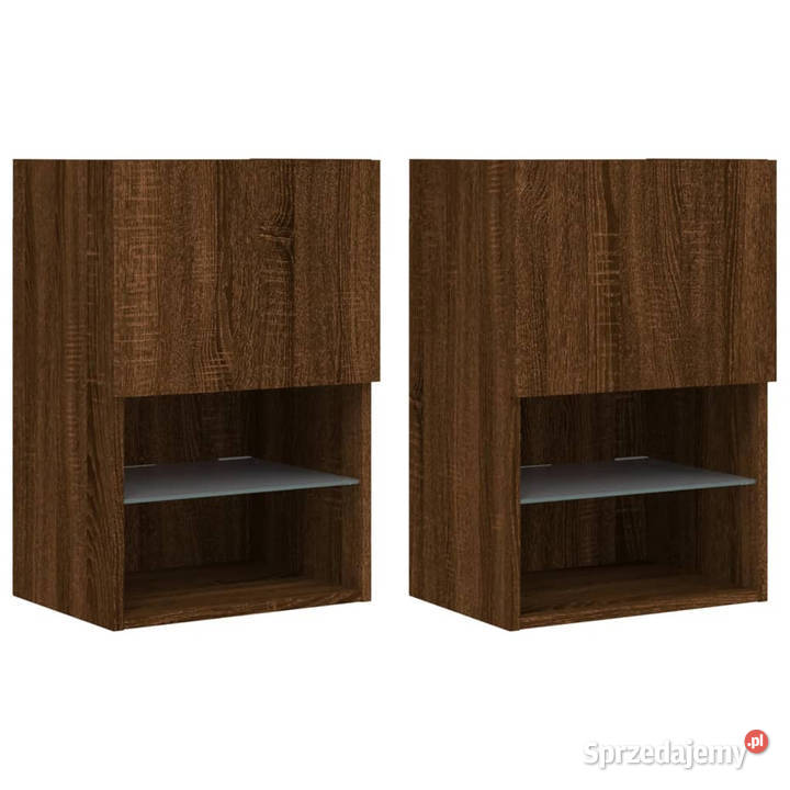Szafki TV z LED 2 brązowy dąb 405x30x60 WM837042 RTV mazowieckie Warszawa
