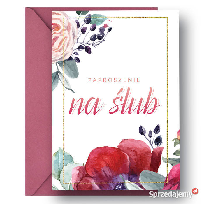 Rustykalne zaproszenia ślubne polne kwiaty Śluby, wesela, przyjęcia Siedlce