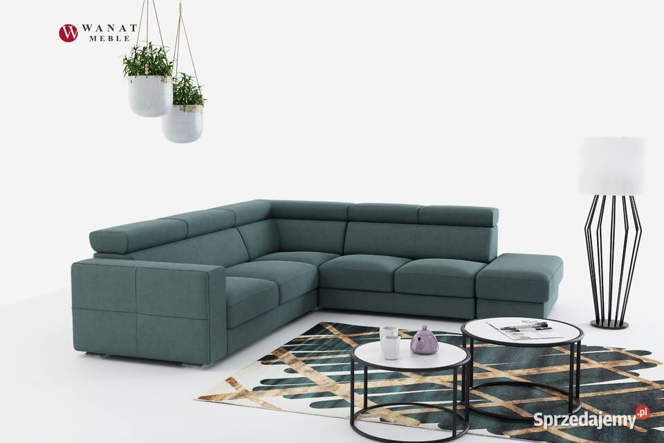 Niebieski Nowoczesny Narożnik Tkanina Wanat Dom i Ogród Warszawa