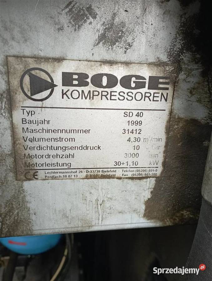 Sprężarka śrubowa BOGE SD40 30kW110 430m3min