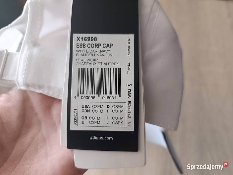 Adidas czapka biała X16998 Ess Corp Cap Uniseks Kwidzyn sprzedam