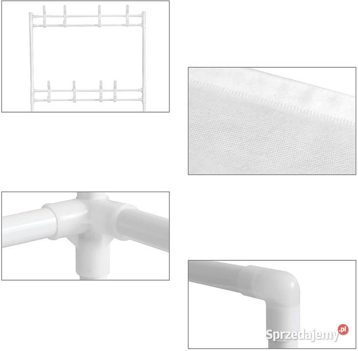 Stojący wieszak na ubrania z półkami biały