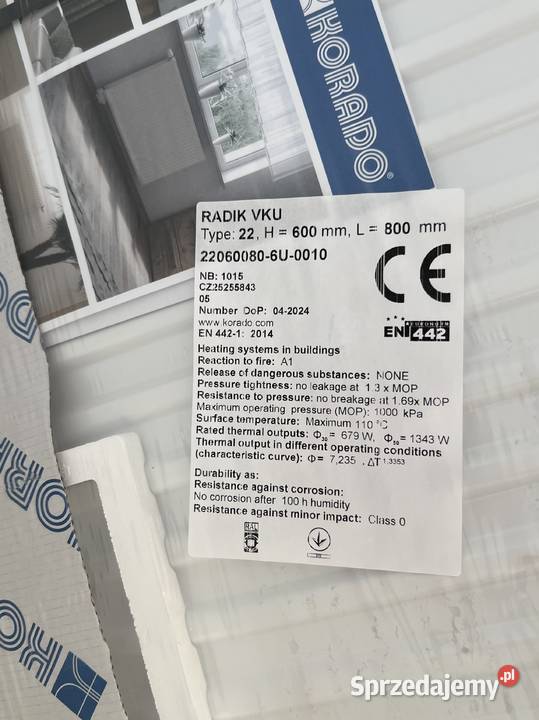 Grzejnik KORADO RADIK VKU 22 600x800 z głowicą Gdańsk