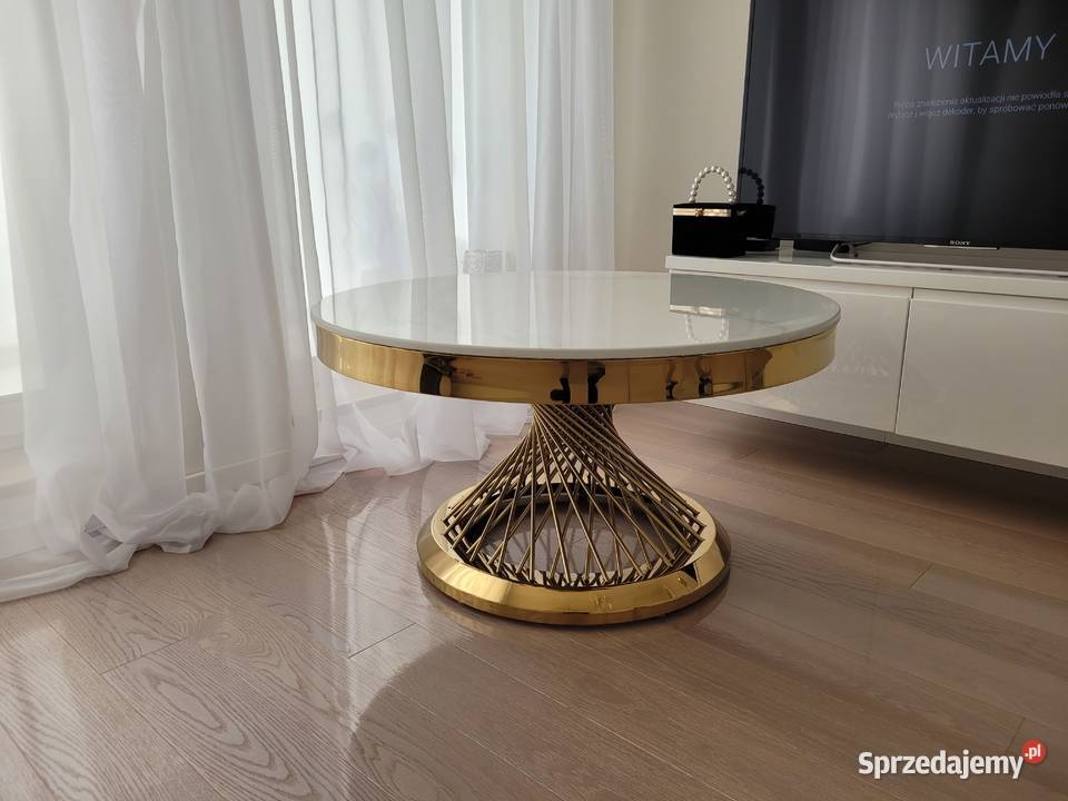 ŁAWA OKRĄGŁA GLAMOUR ZŁOTA AKANT Gierałtowiczki