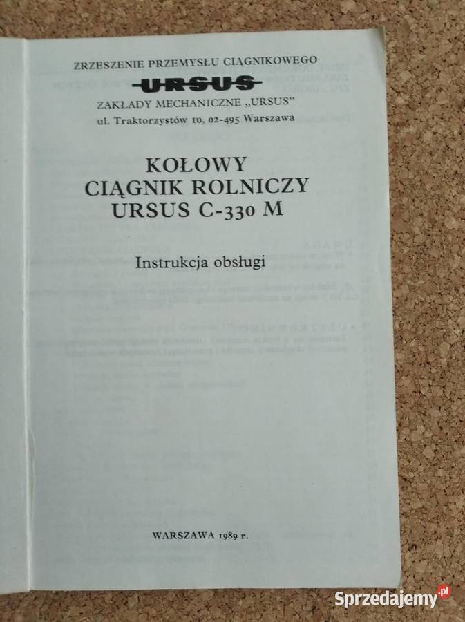 Instrukcja obsługi ciągnik Ursus 330M oryginał lubelskie Lublin