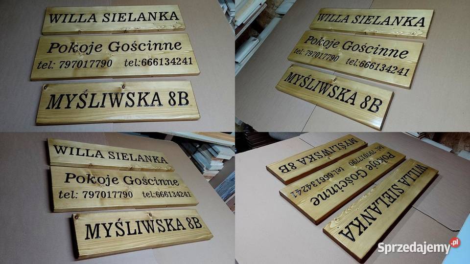 Napis na drewnie grafiką logo szyld z drewna małopolskie Roczyny