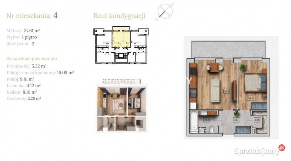 Mieszkanie 3761m2 2 pok Czarnochowice Dębowa własność