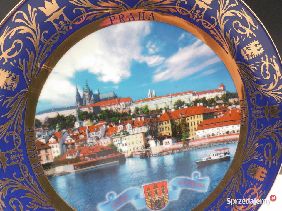Porcelanowy talerz pamiątka z Pragi stolicy Raszków sprzedam