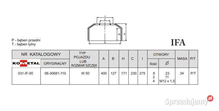 Bęben hamulca IFA W500 nowy oryginalny faktura Brzozówka