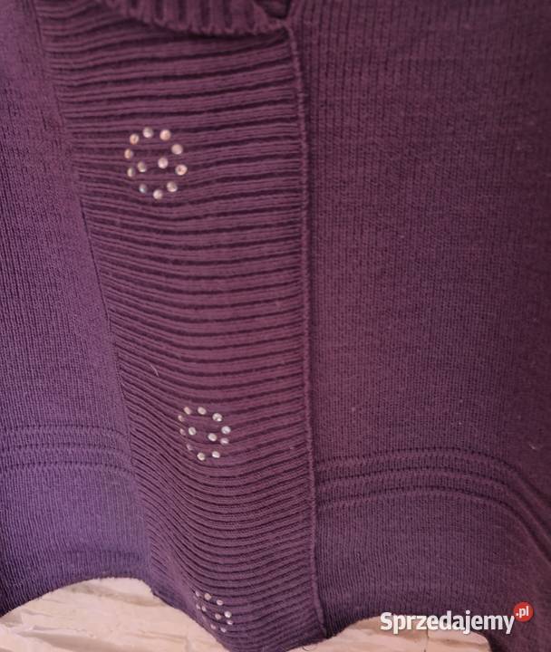 Sweter fioletowy z szalowym kołnierzem Gdańsk