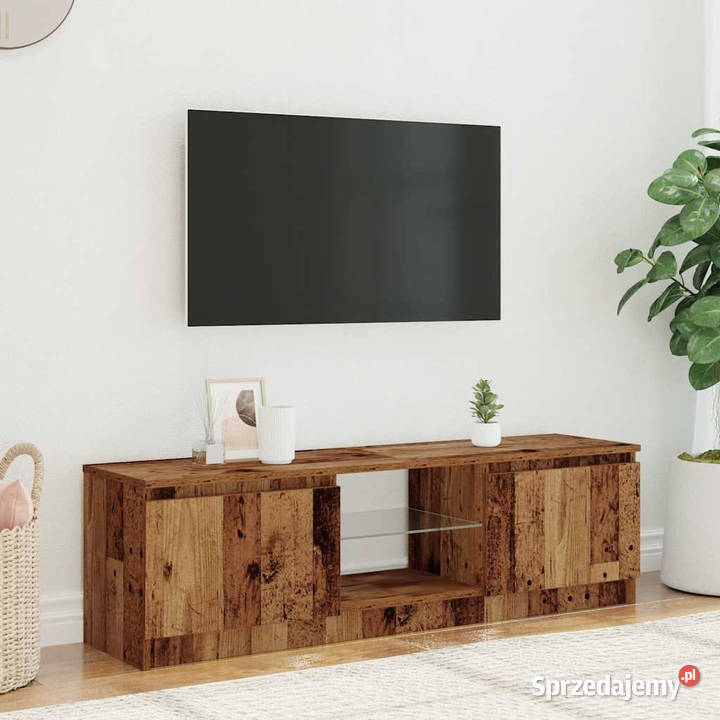 Szafka pod TV z oświetleniem LED stare drewno RTV Warszawa