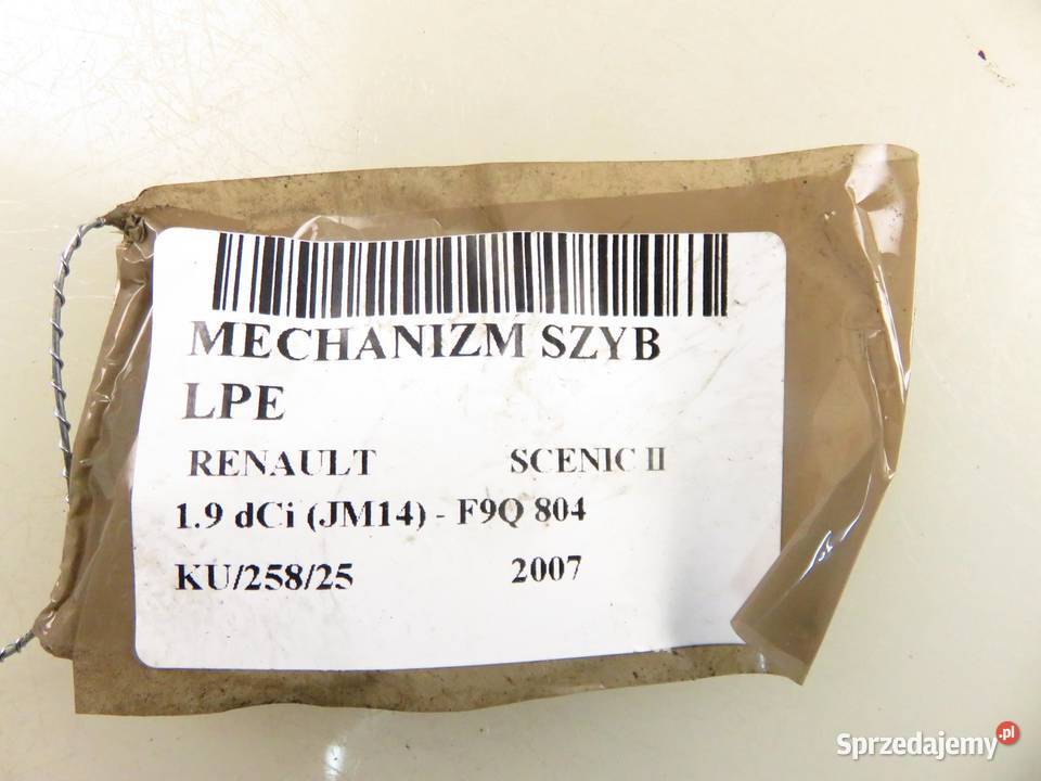 PODNOŚNIK SZYBY LEWY PRZEDNI RENAULT SCENIC II Mechanizmy opuszczania szyb Części samochodowe