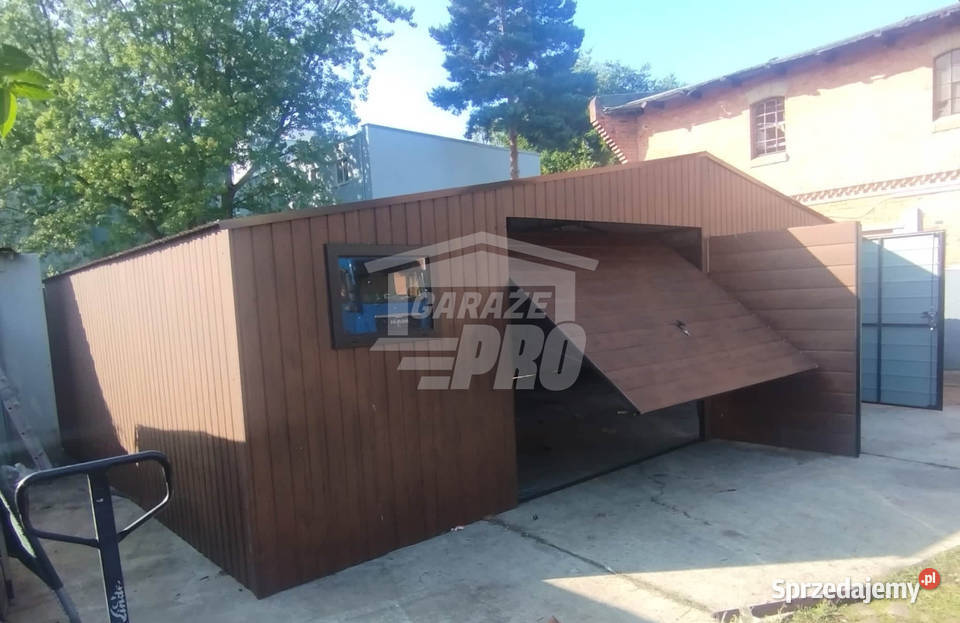 Garaz blaszany 11x6 2x Brama okno Dach Jastrowie