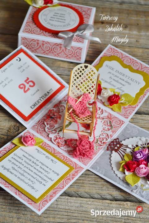 Kartka w pudełku exploding box emerytki sprzedam