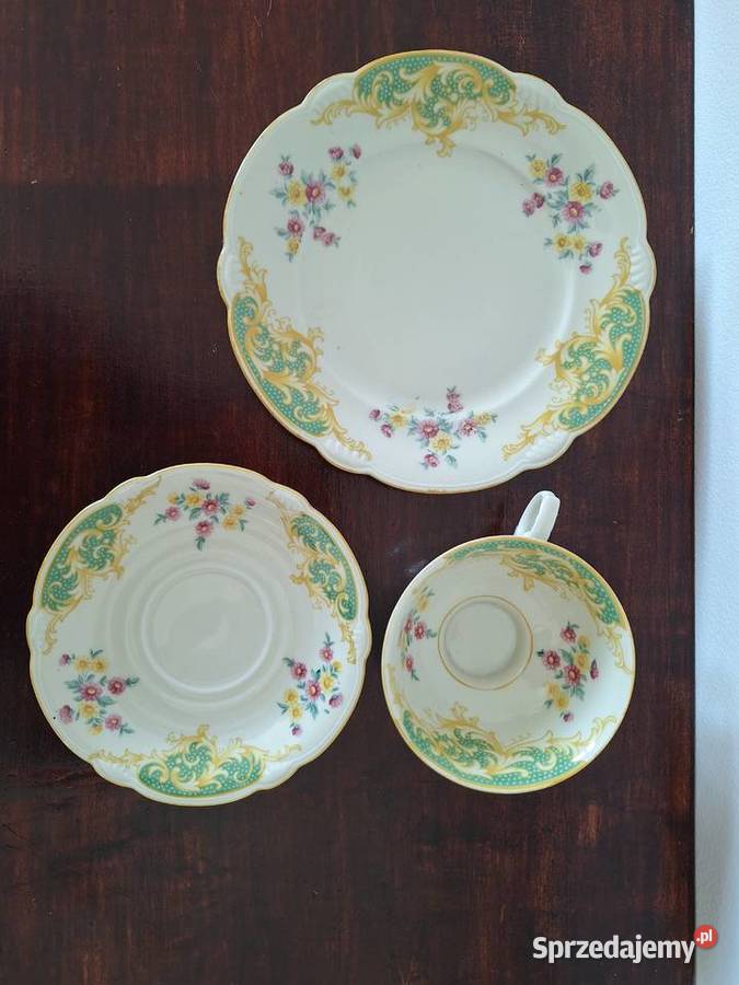 Trio śniadaniowe porcelana filiżanka spodek pomorskie Gdańsk