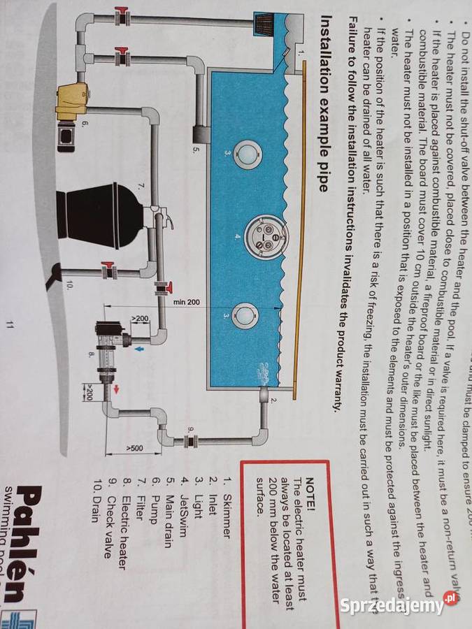Grzałka elektryczna do basenu Pahlen Aqua Akcesoria basenowe Tuszyn sprzedam